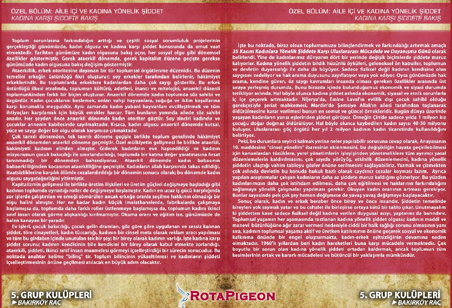 01.03.2014 / Rotapigeon Kadına Karşı Şiddete Hayır Özel Sayısı